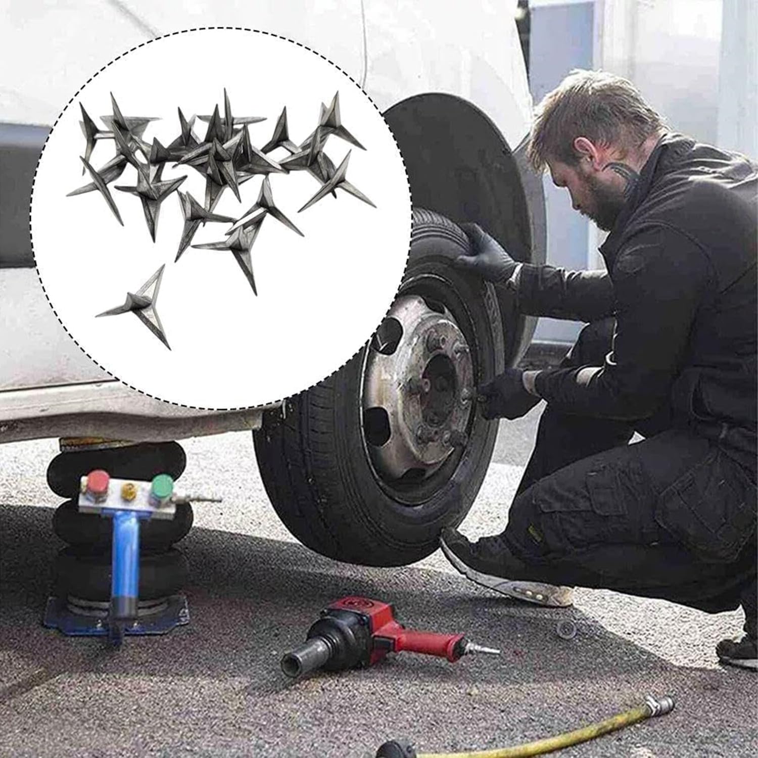 20 Pointes De Pneu En Acier Carbone - Pointes De Crevaison Portables Pour Voitures
