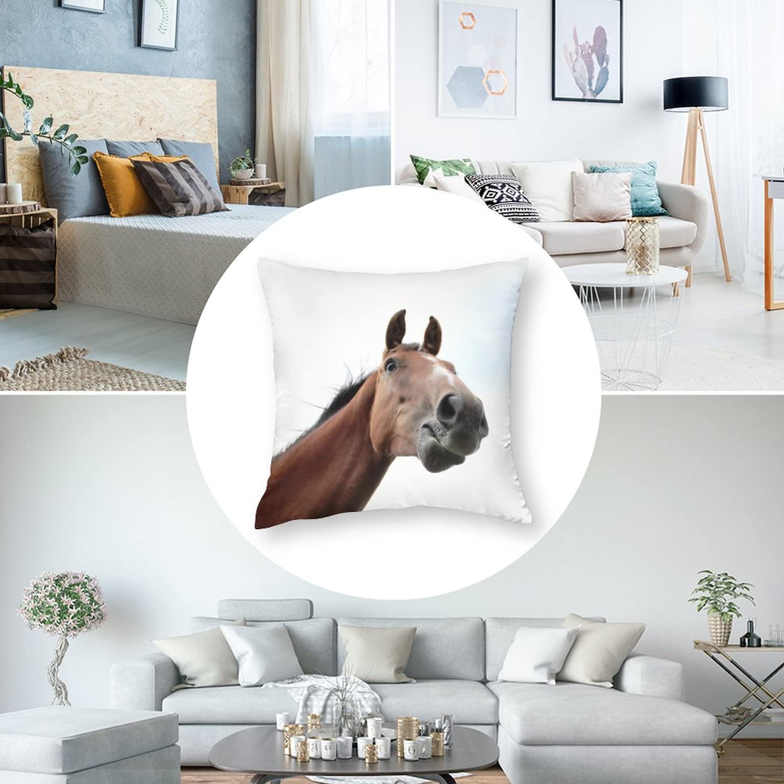 richhome Federa per cuscino a forma di cavallo marrone, 40,6