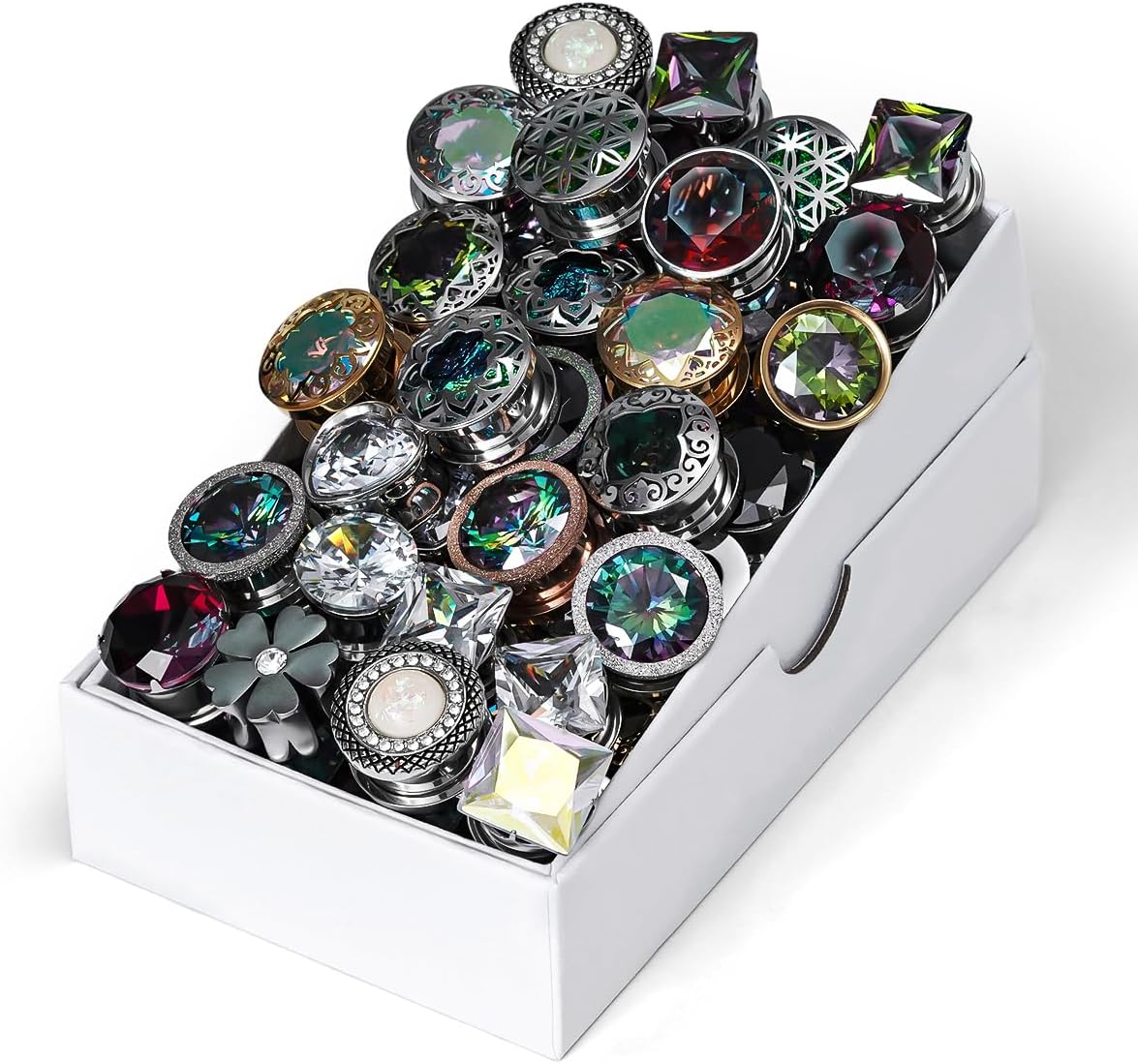 COOEAR 10 Pairs Stainless Steel Ear Tunnel, Ear Gauges Flesh Plugs Stretchers Expander, Random Ear Piercing Jewelry.
