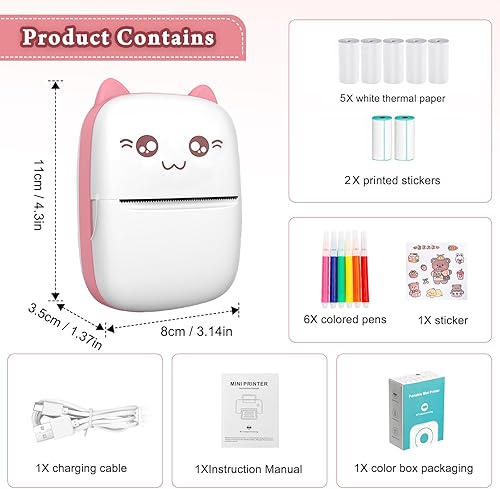 Miniatura 7 de Mini impresora portátil impresora térmica de bolsillo con 7 rollos de papel impresora inteligente inalámbrica Bluetooth para foto foto oficina