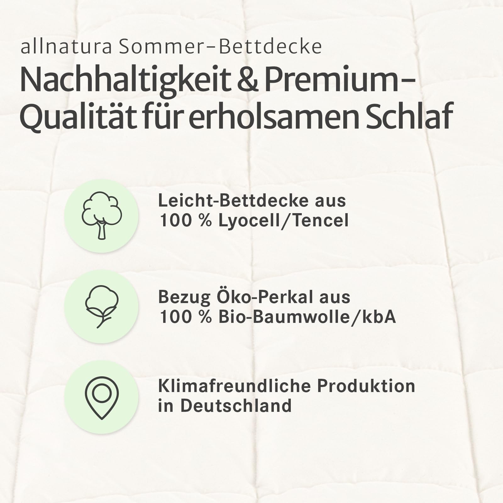 allnatura Lyovita Lyocell ultraleichte Sommerdecke 135x200 cm – atmungsaktive Bettdecke für warme Nächte – Feuchtigkeitsregulierende Steppdecke 100% Lyocell/Tencel – Allergikerfreundlich & waschbar