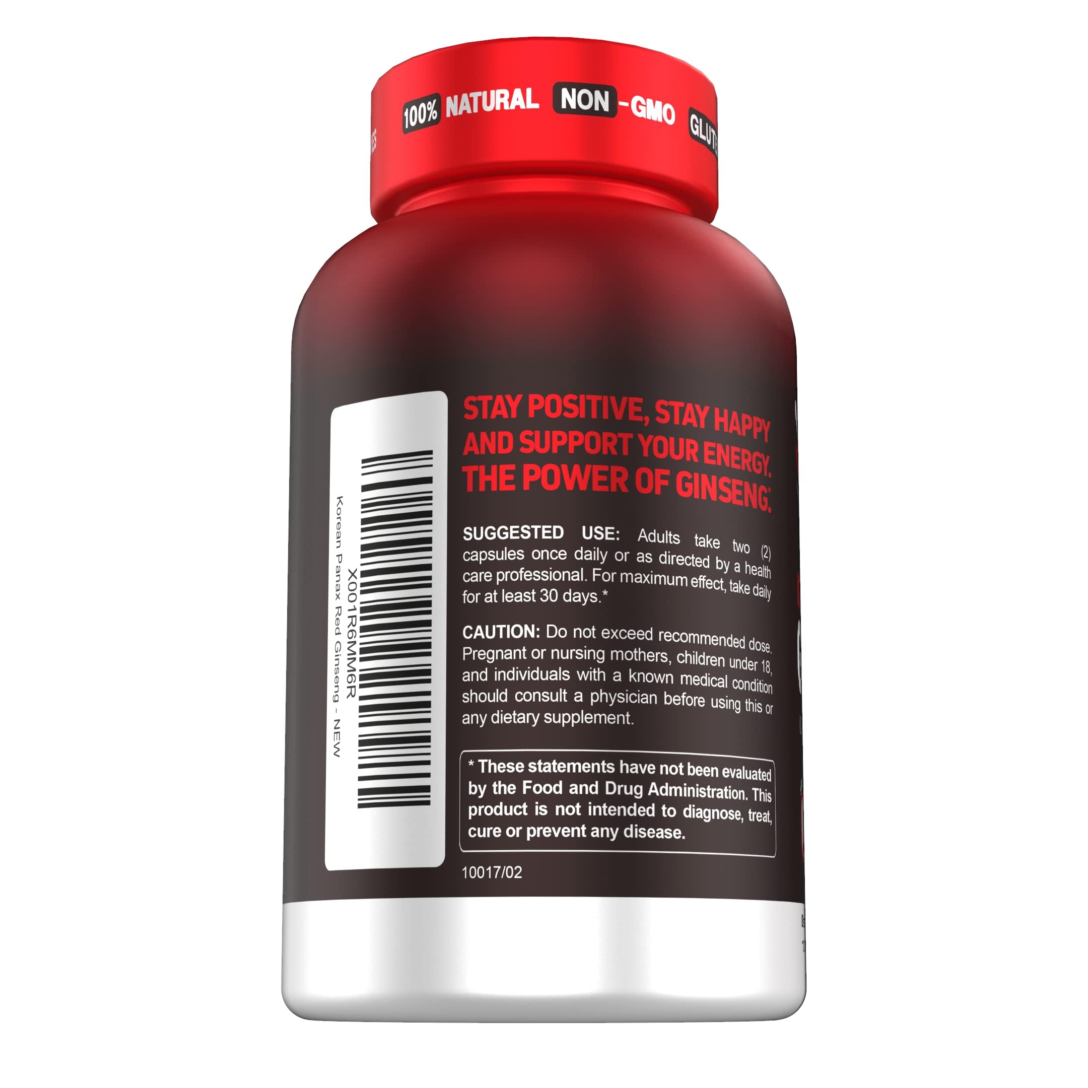 Herbtonics Korean Red Panax Ginseng 1500mg for Energy, 120 Vegan Capsules — Amazon image 8