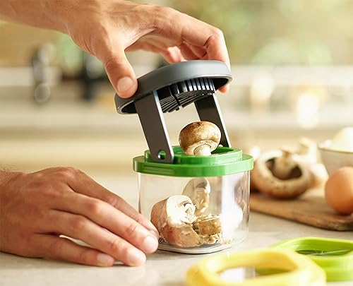 Miniatura 6 de Joseph Joseph Multi-Prep Mini, 3 en 1 compacto que ahorra espacio y picador de verduras, cortador de huevos, 3 cortadores de alambre de acero