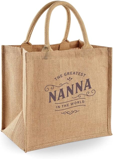Design, Invent, Print! Nanna Gift Bag Natural Jute Tote Shopping Present for Nanna 30cm x 30cm x 19cm