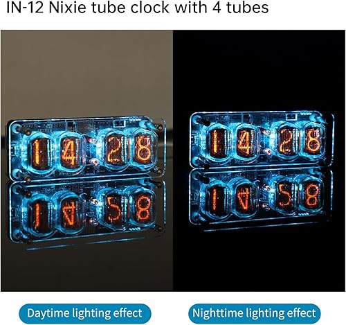 Miniatura 6 de IN12 - Reloj soviético Nixie Tube  Decoración de escritorio retro Cyberpunk con sincronización WiFi, retroiluminación RGB, alarma y alerta de voz