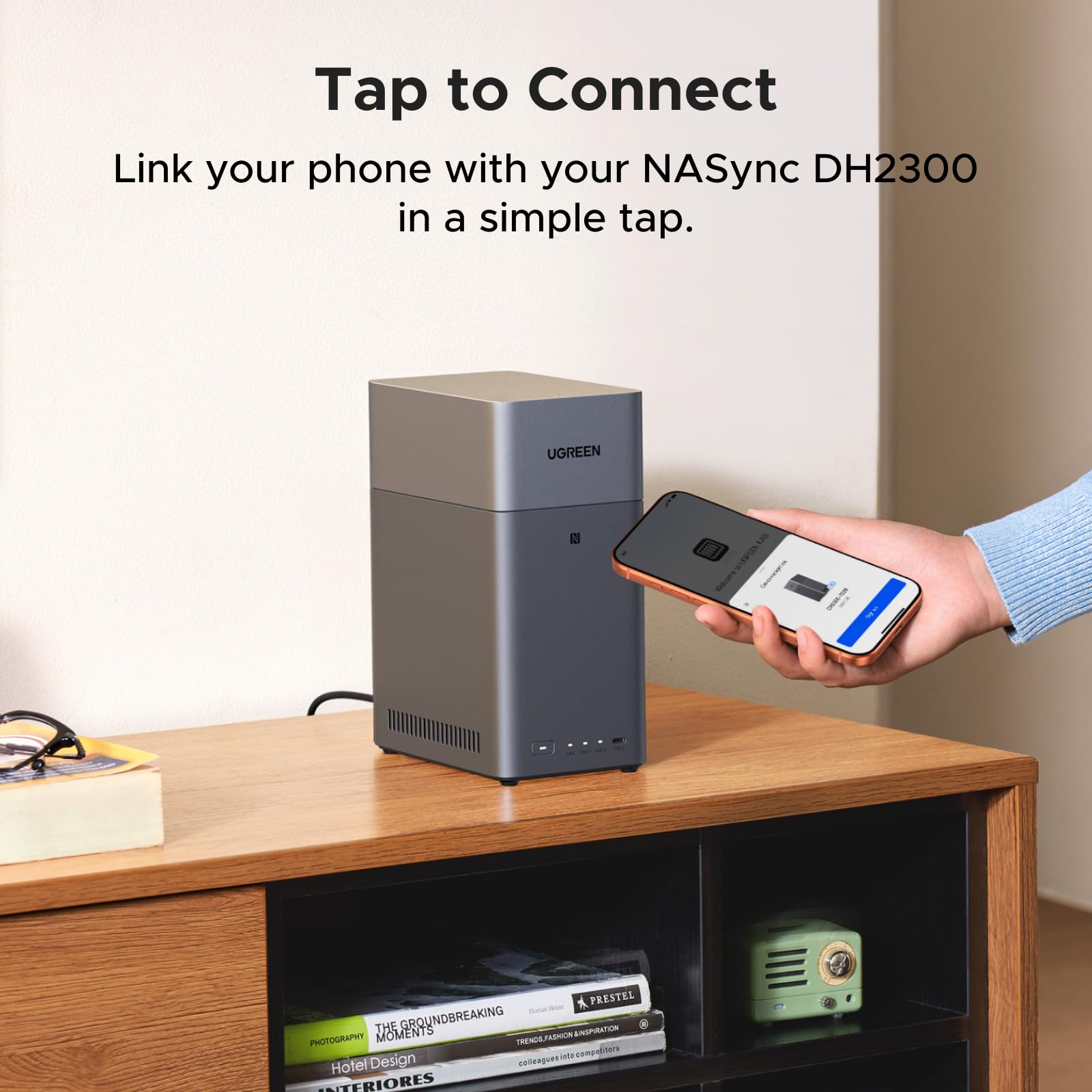 UGREEN NASync DH2300 2 Bay Desktop NAS, 4GB RAM, NFC One-Touch Connection, AI Photo Album, 1GbE LAN, Beginner-Friendly NAS System, NAS Server for Home (Diskless) (DH2300) — view 7