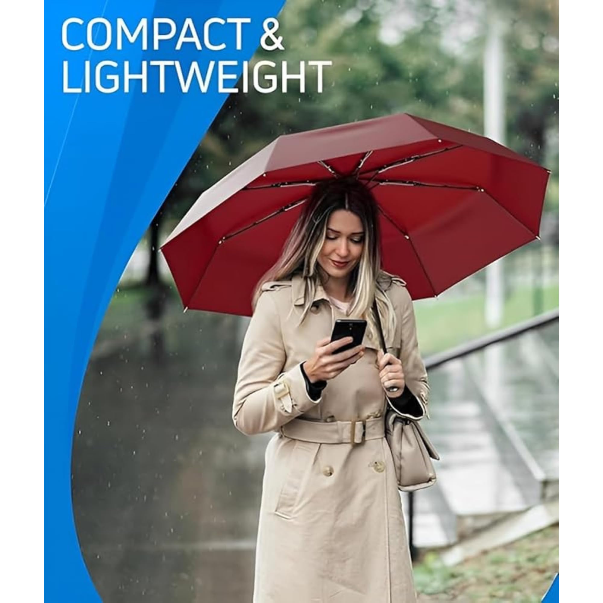 SHOPPOFOBIX Umbrella, Umbrellas for Women, Umberallas for Rain Big Size Men, Umbrellas for Wind and Rain, Windproof Umberallas Large for Man, Women, Kids, Girls, Boys -8 FIBERGLASS RIBS (Red)