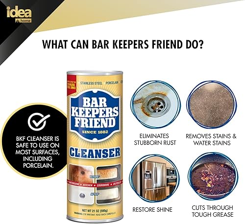 Miniatura 3 de Idea Home Bar Keepers Friend - Kit de limpieza definitivo  Limpiador líquido suave de 26 onzas + limpiador y polvo de esmalte de 21 onzas, paquete