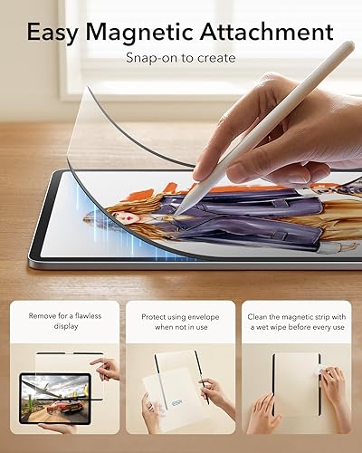 Vista 13 de ESR Paper-Feel - Protector de pantalla magnético para iPad A16 de 11ª/10ª generación (11 pulgadas/10.9, 2025/2022), escribe y dibuja como en papel