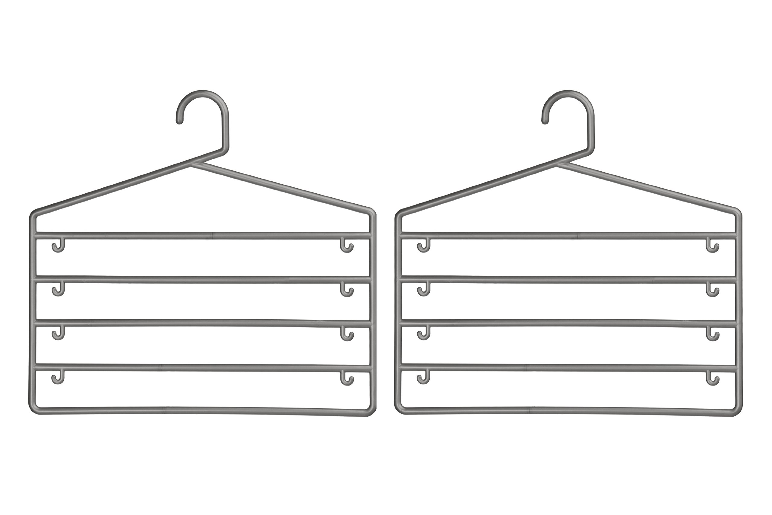 Essentials By Premier Grey Set Of 2 Plastic Multi-Tier Trouser Hangers,Garment Organisers,Cloth Hanging Hanger For Wardrobe