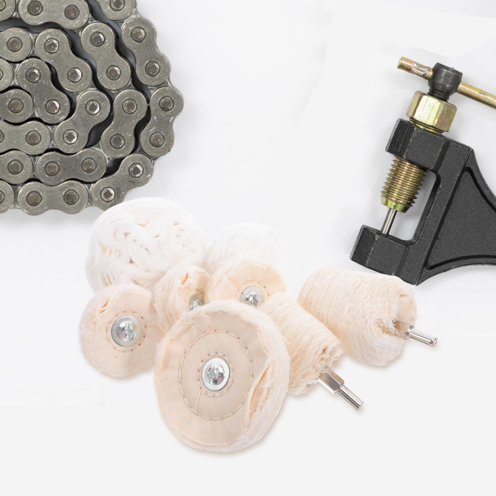 Homoyoyo Set 8 Panni Lucidanti in Cotone Gambo Esagonale 6mm per Auto e Superfici Metalliche, Ruote Lucidanti per Rimuovere Graffi e Macchie, Kit Strumenti Lucidare Auto Professionale