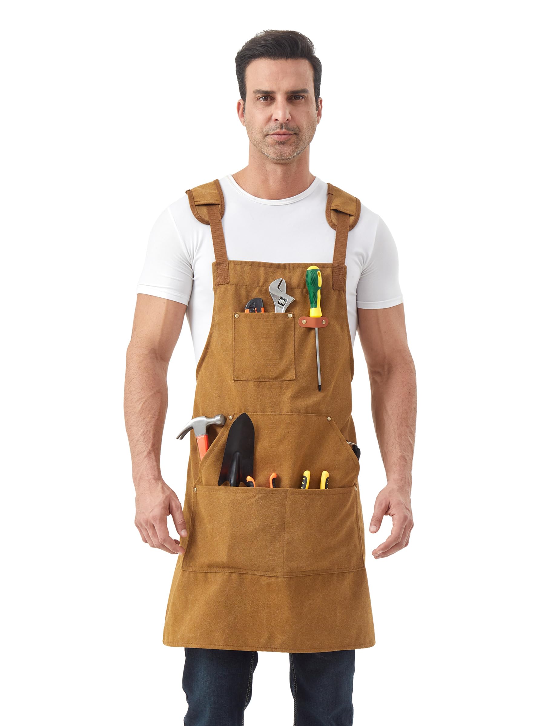 Nanxson Thick Canvas Tool Apron for Men with Padded Shoulders