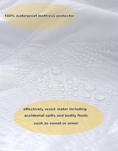 Miniatura 4 de DuShow Protector de colchón tamaño individual, impermeable, acolchado, estilo sábana bajera ajustable de 18 pulgadas de profundidad, color azul