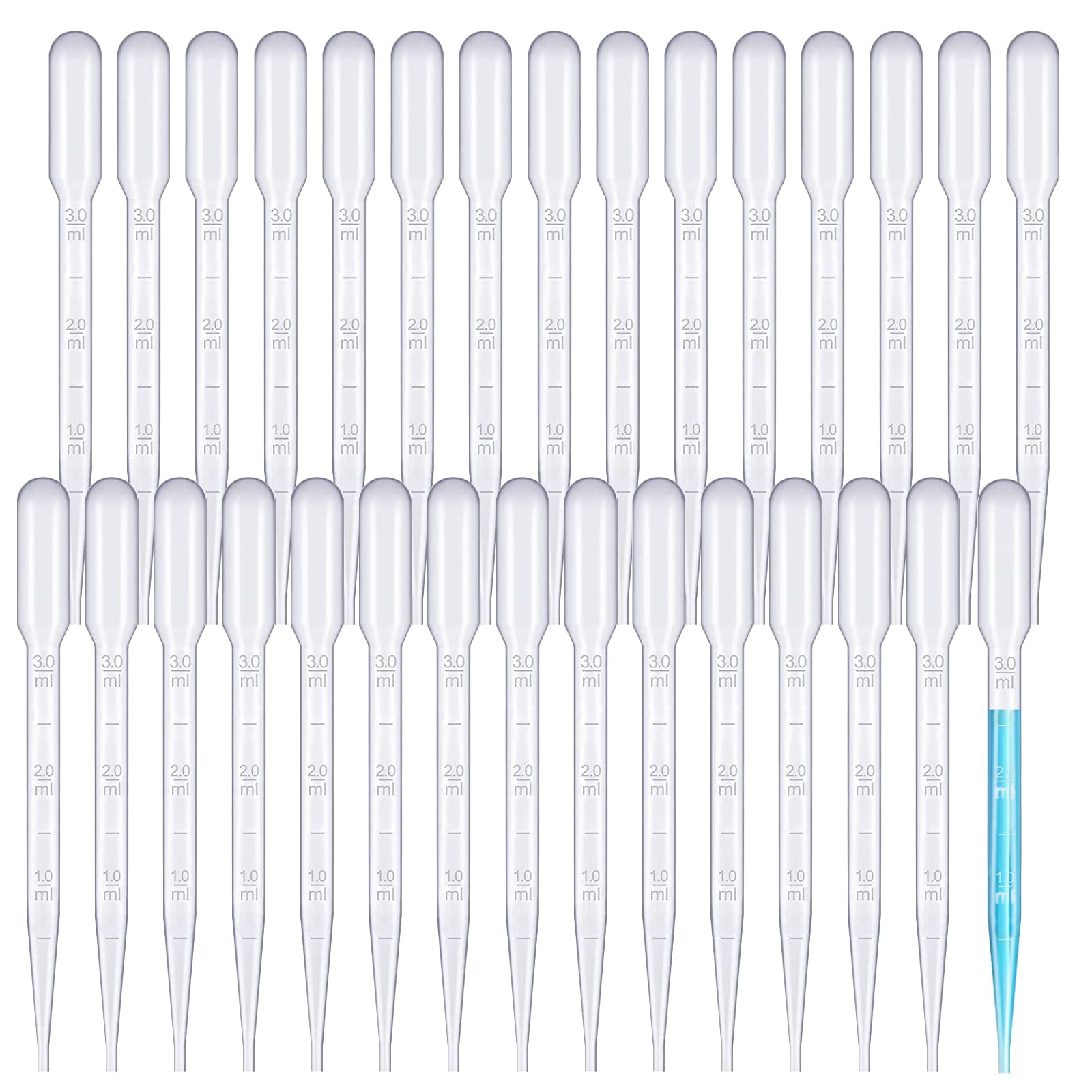 luckaide 100 Stück Pipetten, 3 ml Einwegpipetten, Pipetten Plastik, Pipette für Labor Versuch,ätherische Öle,Klassenzimmer Experiment