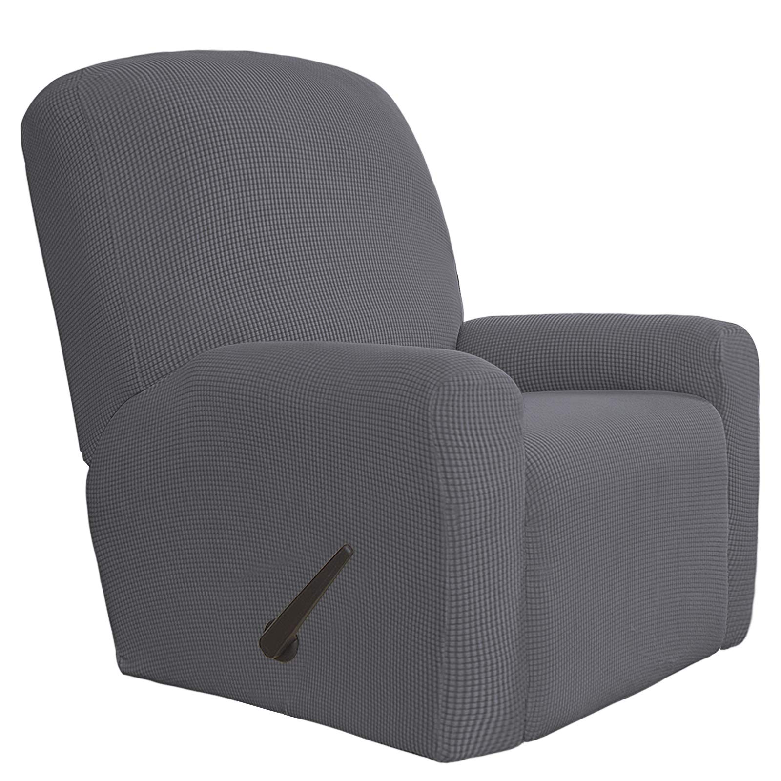 Easy-Going 4 Pieces Oversized Recliner Stretch Sofa Slipcover Sofa Cover Furniture Protector Couch Soft with Elastic Bottom Polyester Spandex Jacquard Fabric Small Checks Gray X-Large