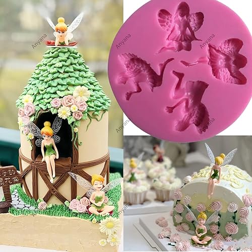 Miniatura 2 de Molde de silicona para pastel de gnomos, 4 hadas, mago, ángel, querubín, pasta de goma, para pasta de azúcar, bosque, magdalenas, decoración,