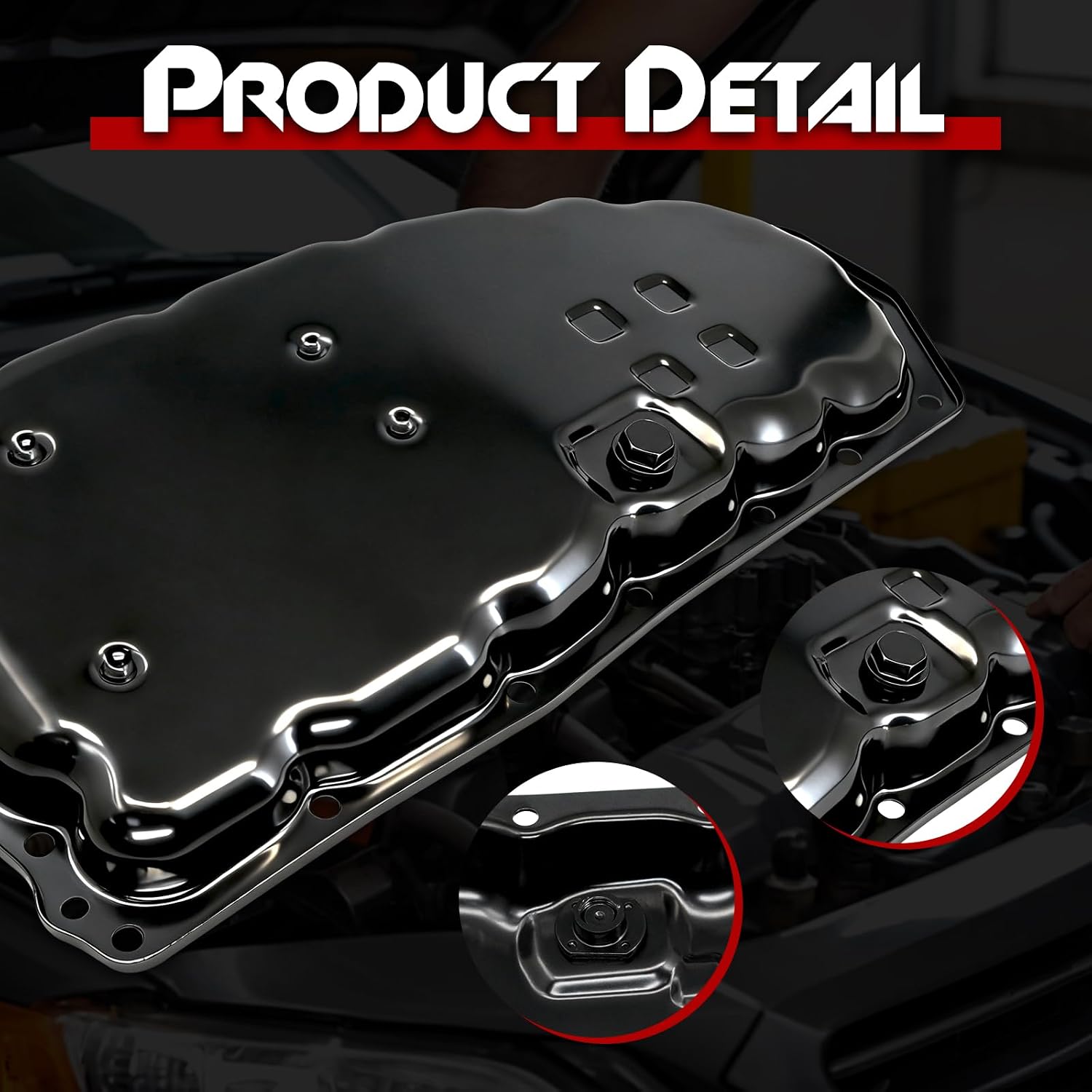 Transmission Oil Pan with Drain Plug, Compatible with 2013-2018 Nissan Altima, 2015-2017 Juke, 2014-2016 NV200, 2014-2018 Rogue, 2017-2018 Rogue Sport, 2015-2017 X-Trail