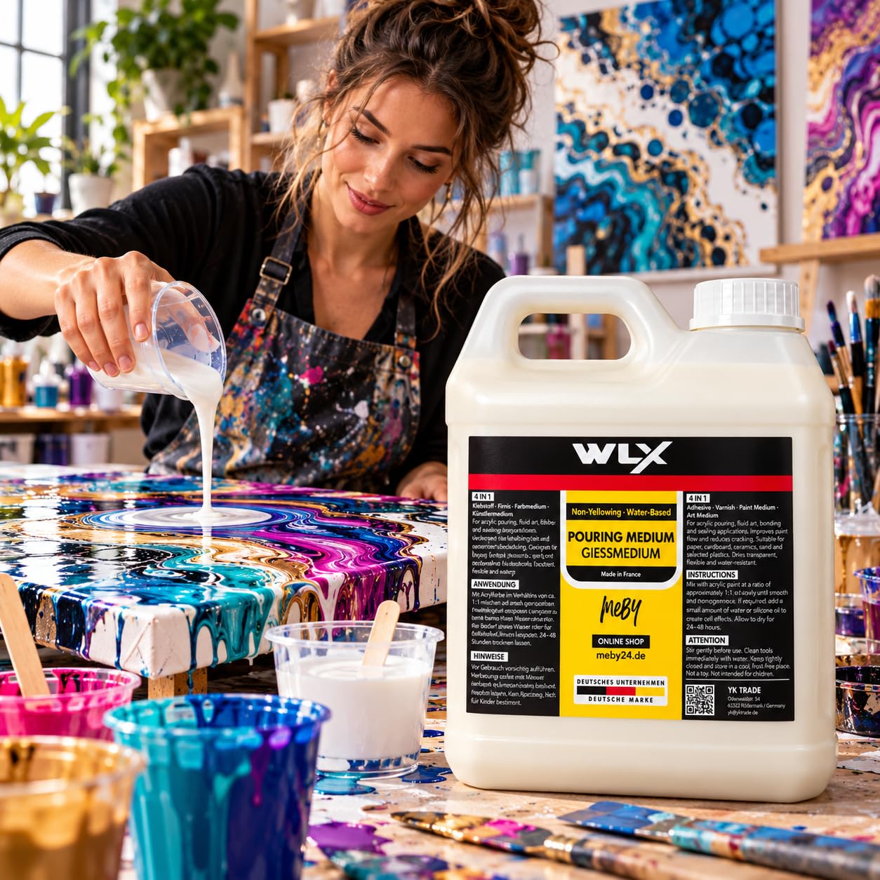 WLX Pouring Medium 4 en 1 pour peintures acryliques et Fluid Art - 5 l