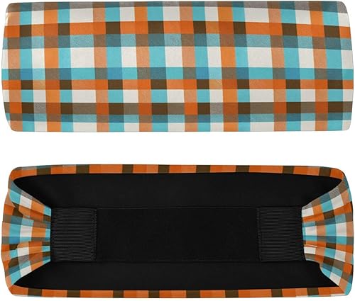 Vista 8 de Gingham Turquo Orange and Brown Cooling Women Headbands for Hair Elastic Tennis sweatbands for Running Running Running bandas elásticas