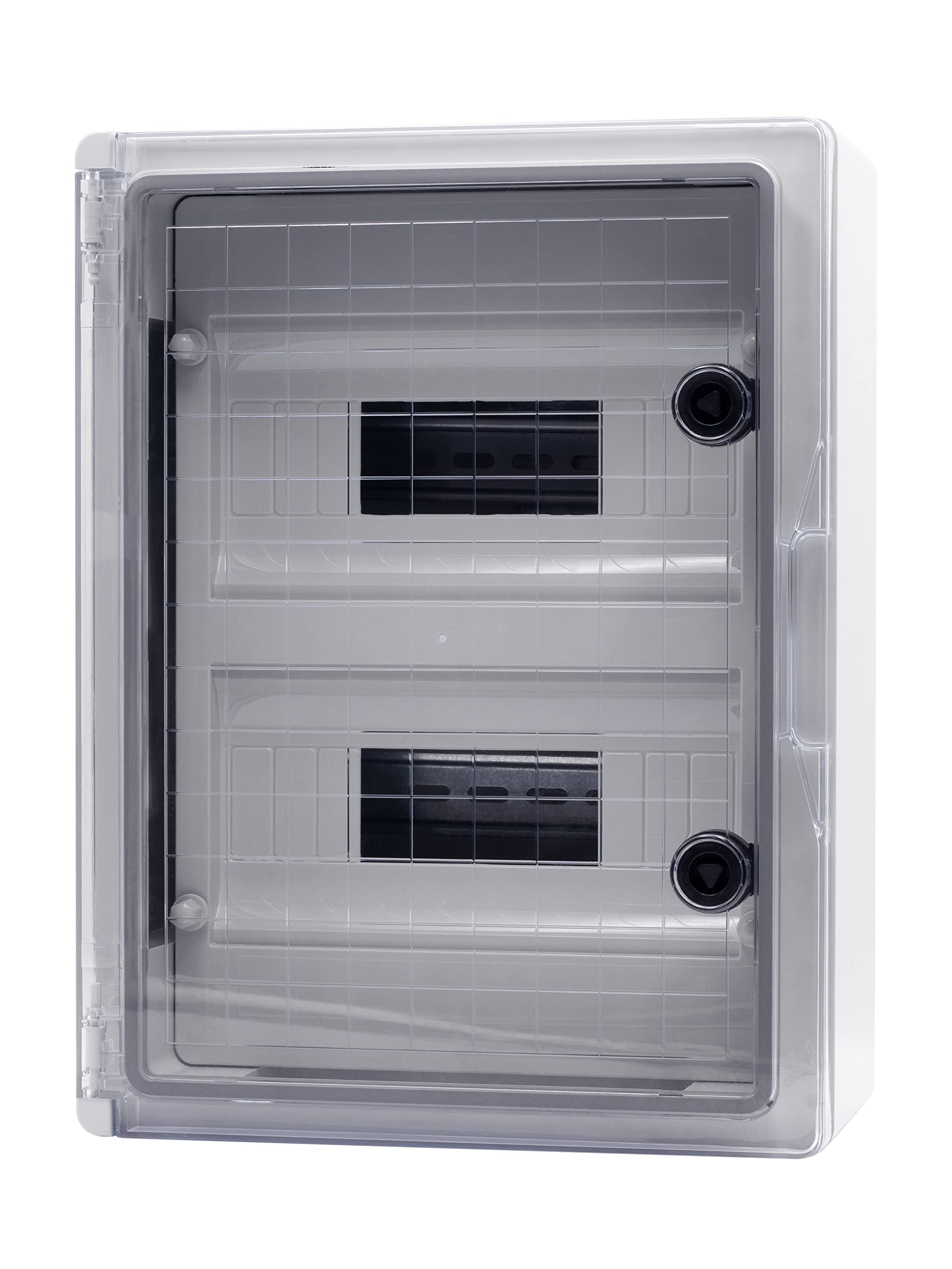 Panel de plástico puerta gris 250x350x150 IP65 puerta transparente 2 filas 18 módulos