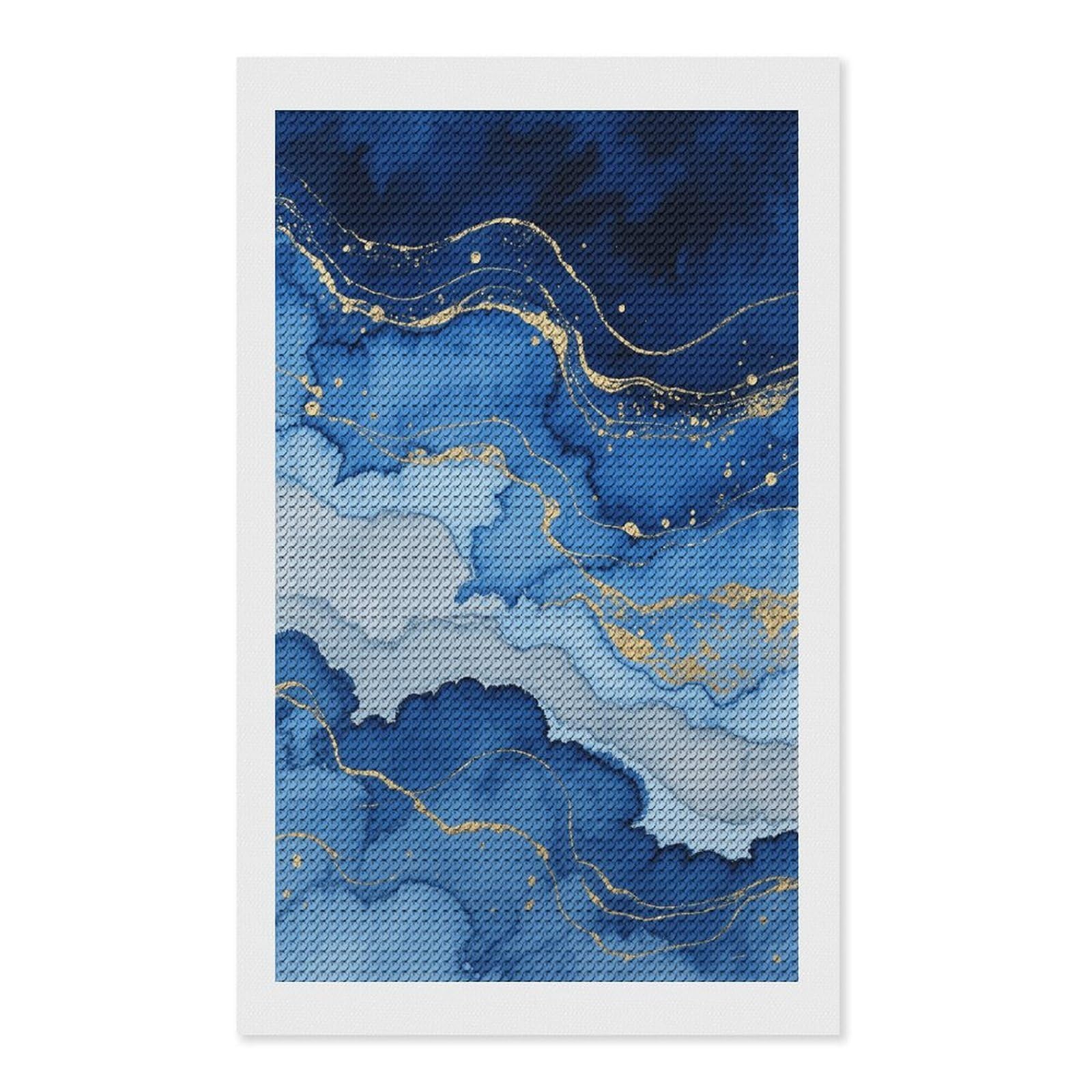 FekiLoot Abstract Blue Marble Watercolor Paint by Numbers Kit for Adults Beginner DIY Diamond Dots Paintings Round Full Drill Diamond Art Kits Picture Diamond Art Painting Kits for Home Decor 12"x20"