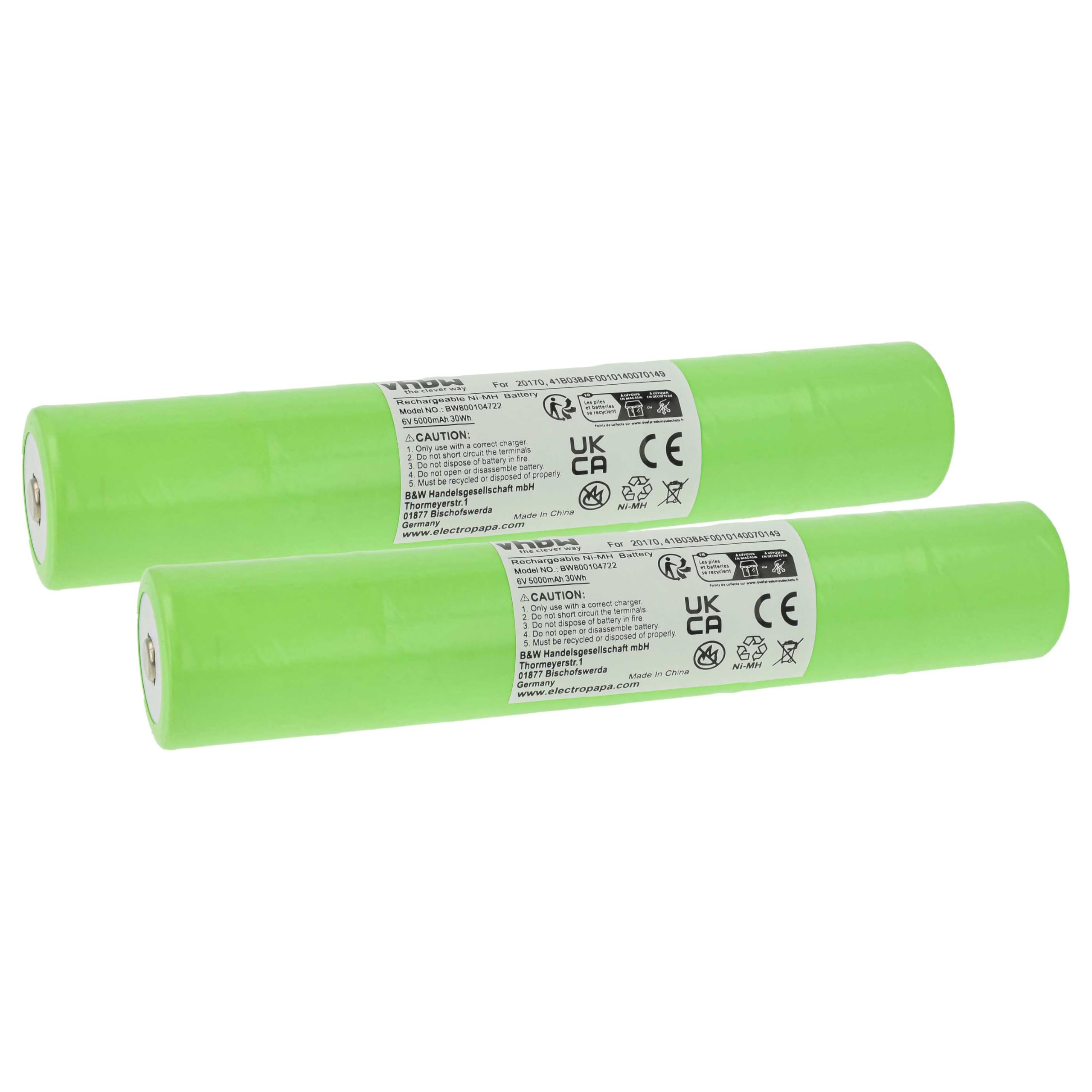 vhbw 2 x bateria zastępuje 108-000-439, 20170, 108-000-817, 201701, 108-817, 108-439 do latarki. Latarka czołowa (5000 mAh, 6 V, NiMH)