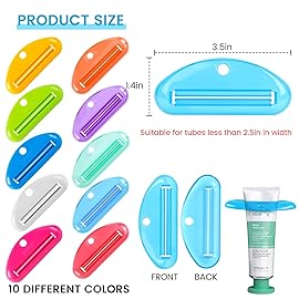 LOVEINUSA Toothpaste Tube Squeezer Dispenser, 10PCS Toothpaste Roller Squeezer Tool Tooth Paste Cap Holder for Bathroom, Assorted Colors
