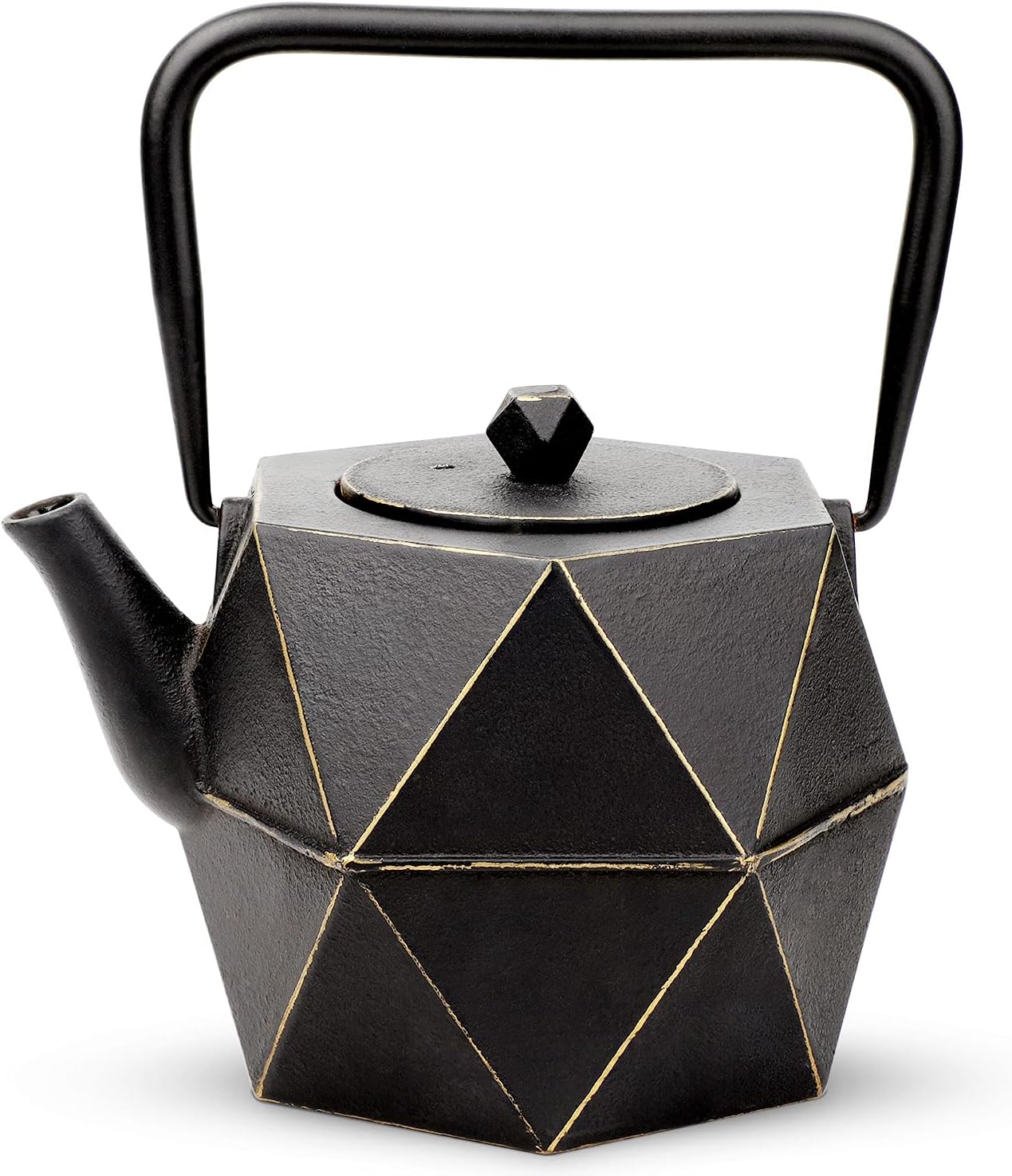 Tea Kettle, TOPTIER Japanese Cast Iron Teapot with Stainless Steel Infuser, Cast Iron Tea Kettle Stovetop Safe, Diamond Design Teapot Coated with Enameled Interior for 54 oz (1600 ml), Black