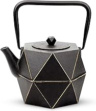 Toptier Cast Iron Teapot, Stovetop Safe Japanese Cast Iron Tea Kettle, Diamond Design Tea Pot with Removable Infuser for Loose Tea, 30 Ounce (900 ml), Black