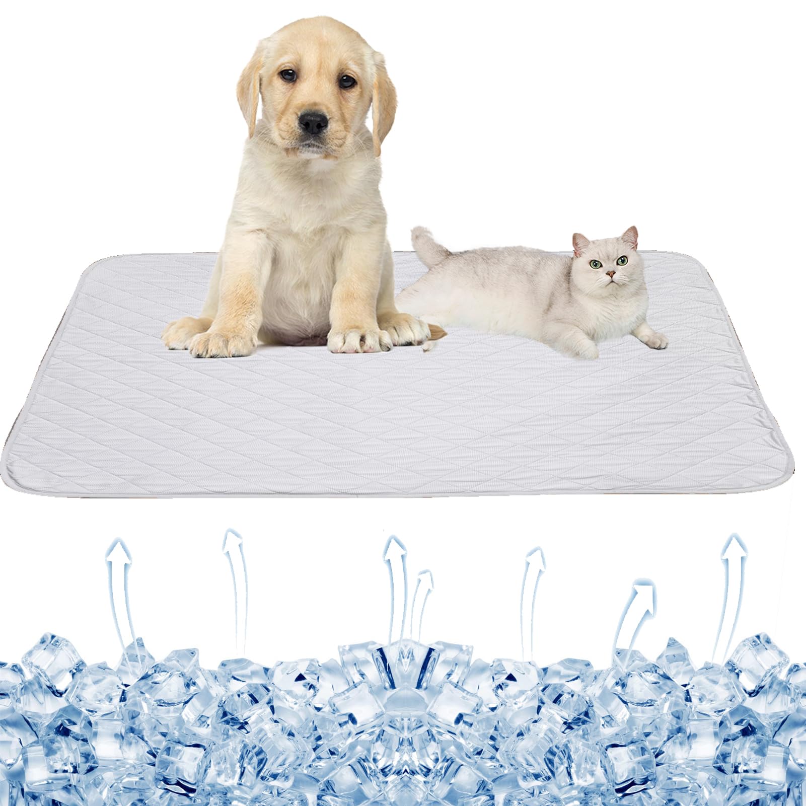 SEIS Dog Ice Pad Ice Silk Cats Kennel Mat Pet Cooling Pad Summer Cool Bamboo Mat Breathable Pad (Solid Gray, L