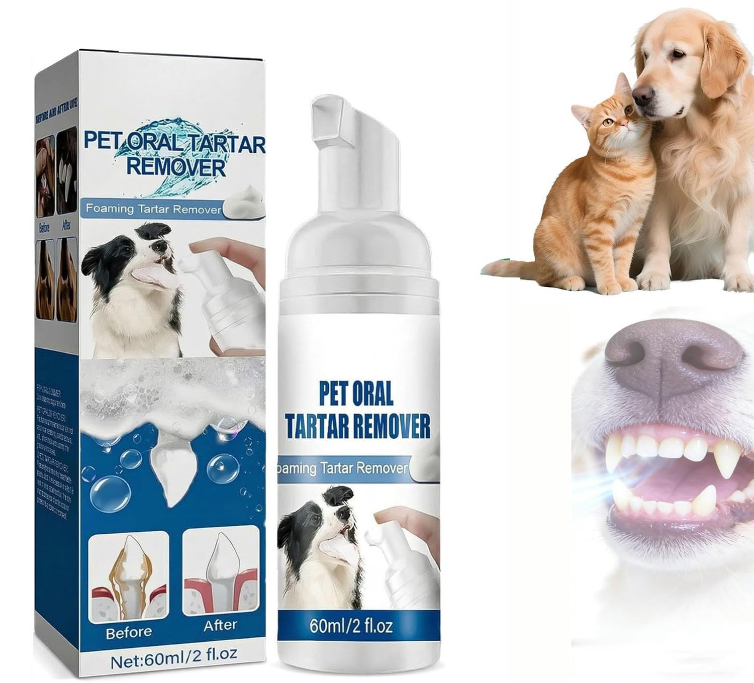 Pet Dental Tartar Remover,Pet Dental Foaming Care Spray,Foaming Oral Cleaner,Oral Spray for Dogs Teeth Cleaning,Support Oral Health (1 Pcs)