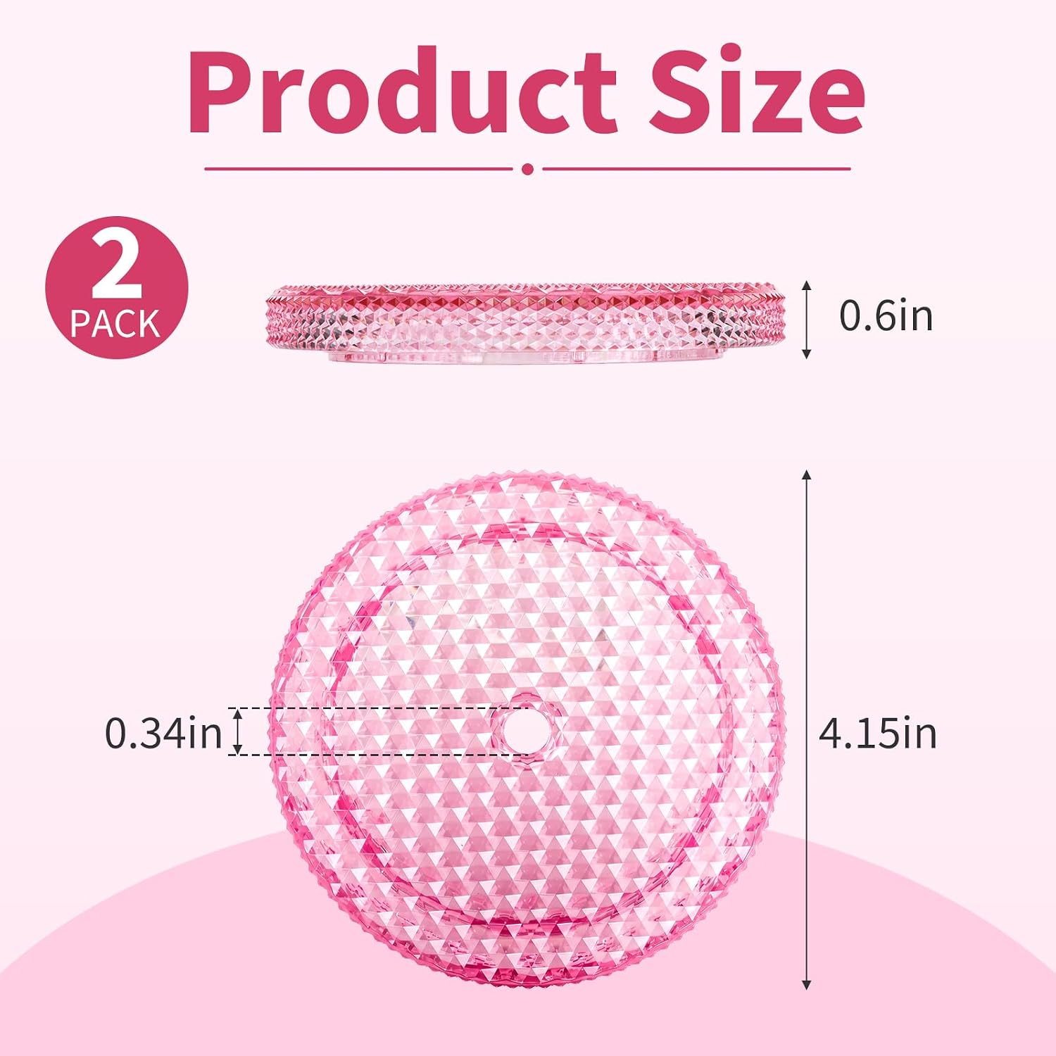 2 PCS Tumbler Replacement Lid Compatible with Starbucks Cup 24/16 oz, Studded Diamond Grid Venti Cold Drink Tumbler Lid image 2