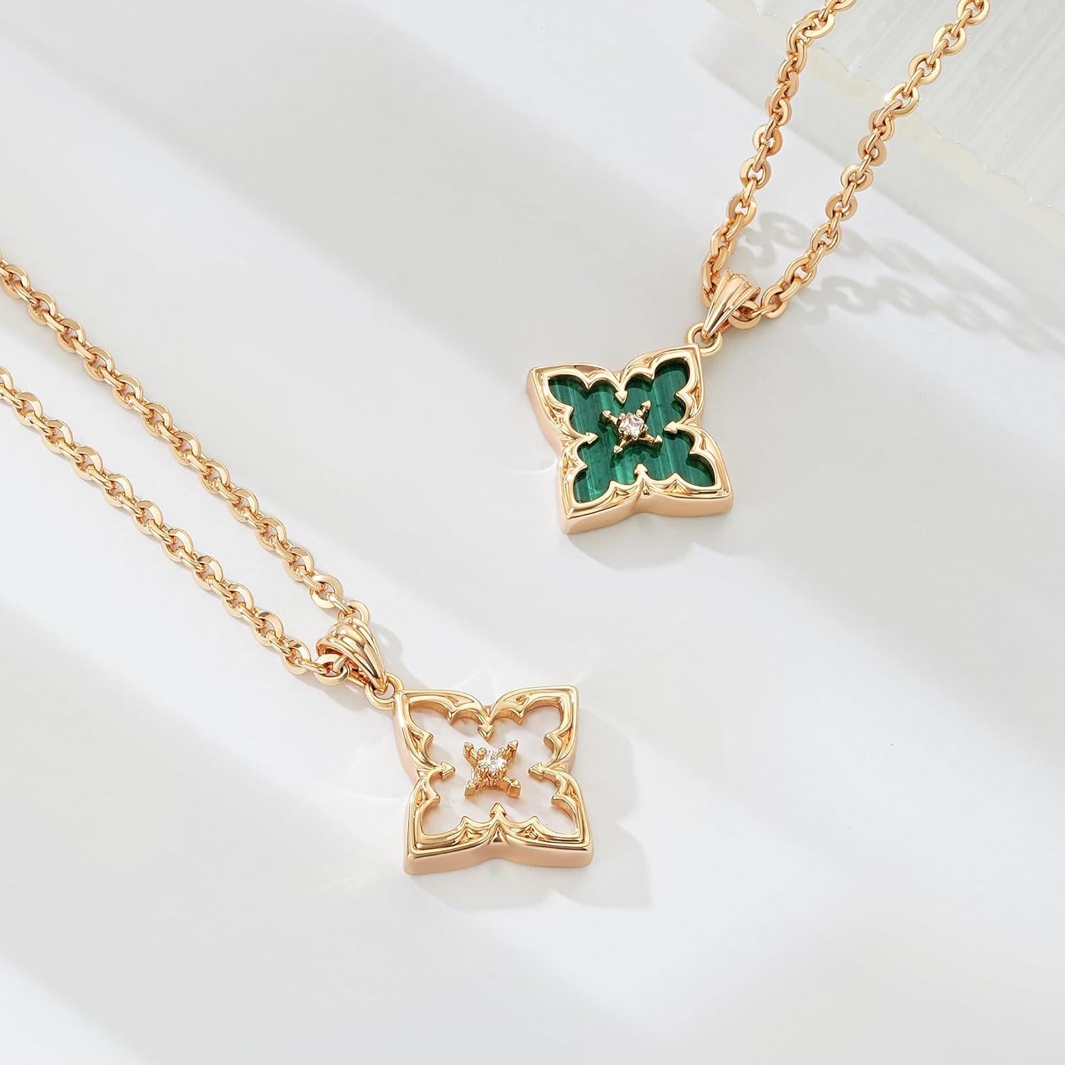 LOYATA Gold Clover Necklace for Women 14K Gold Plated Cubic Zirconia Four Leaf Clover Necklace Lucky Charm Dainty Simple Gold Pendant Necklace for Women Jewelry - Image 4