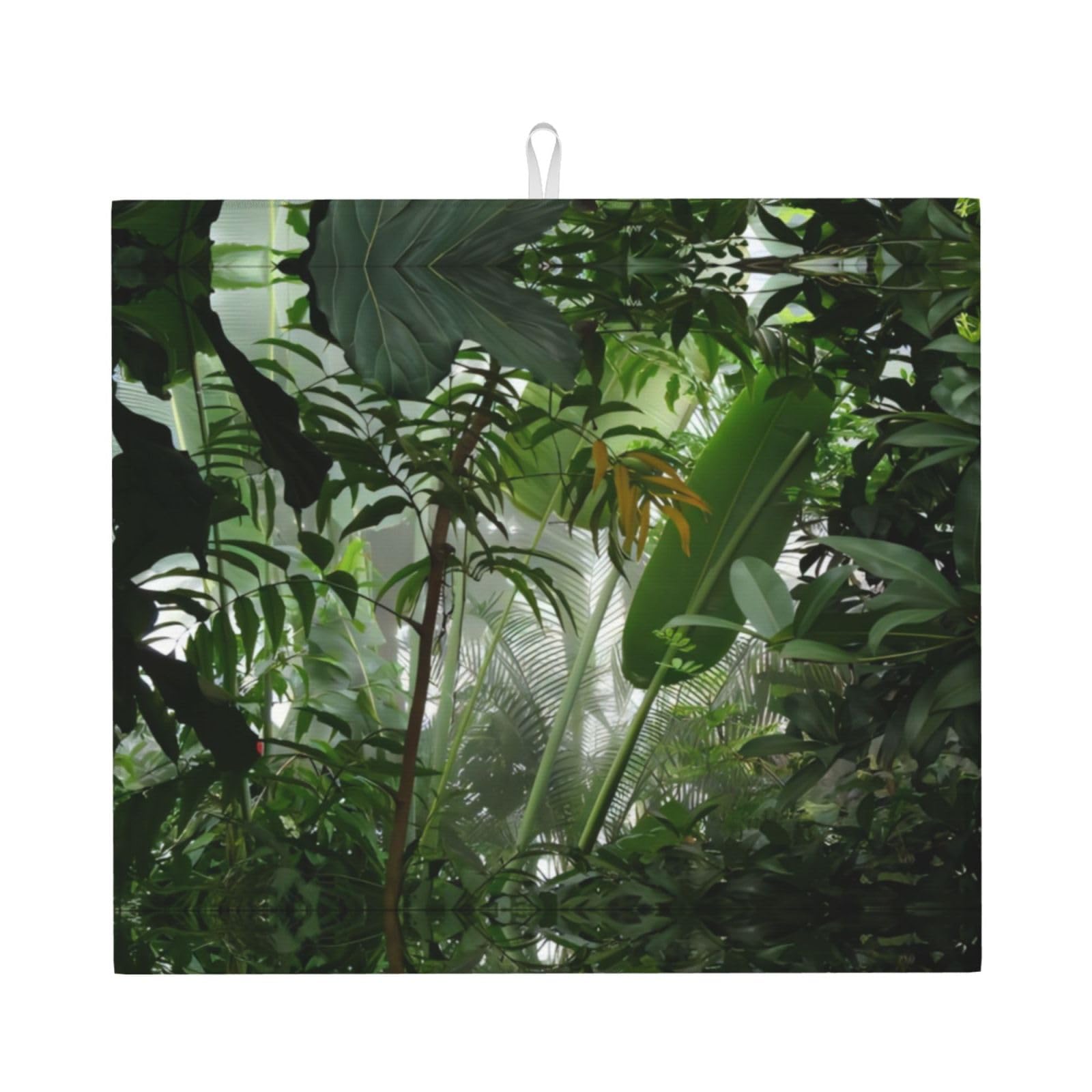 Yyhhaofa Black Tropical Rainforest Jungle Scene Prints Kitchen Drying Mat – Absorbent Dish Throw For Countertops, Non-Slip Quick-Dry Layer With Stylish Prints