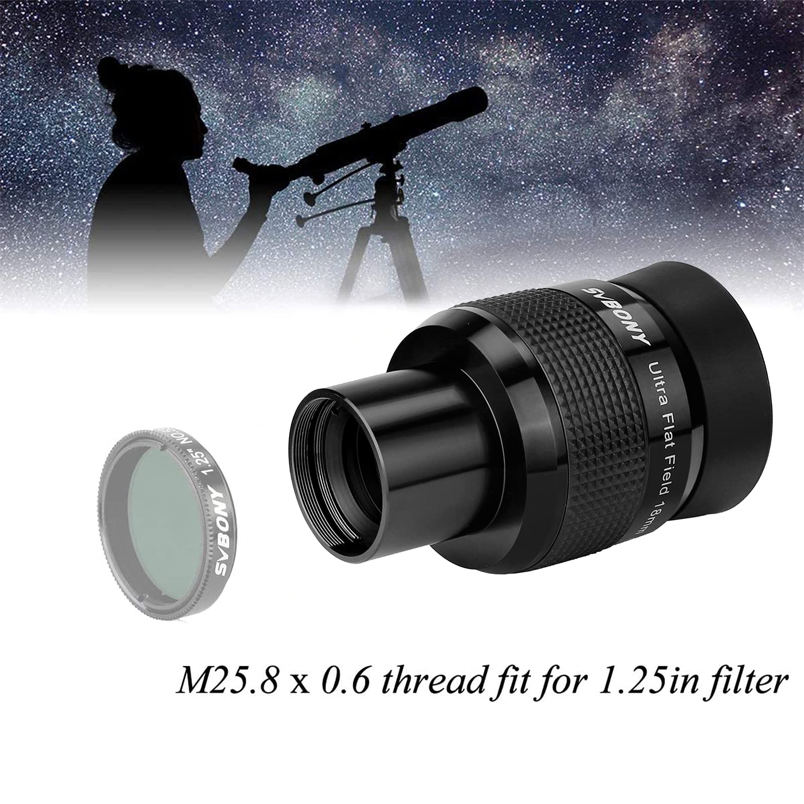 Amazon.com : SVBONY SV190 Ultra Flat Field Eyepiece, 1.25 Inch UF
