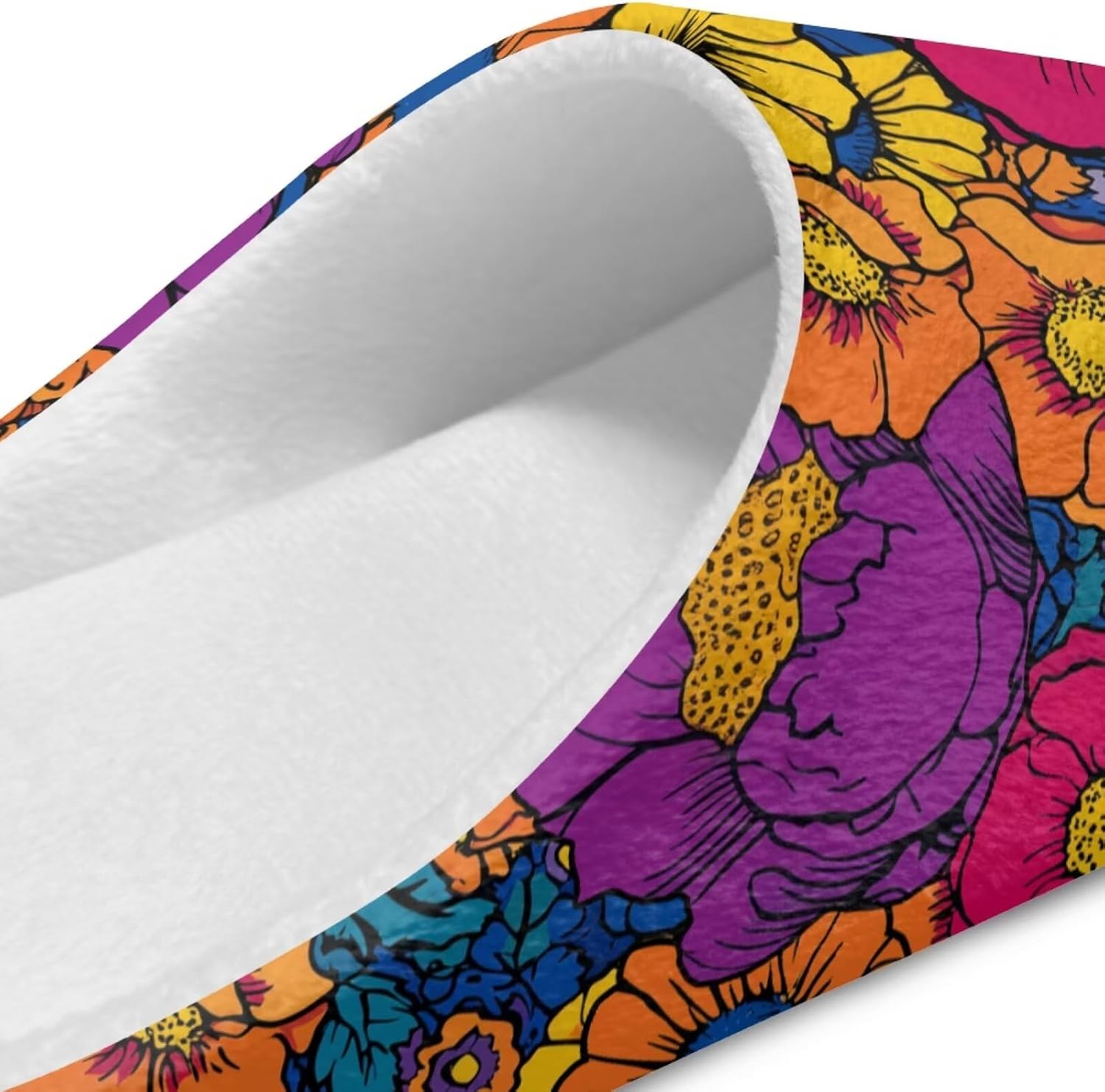 UNICEU Hippie Flower 3 Pairs Spa Slippers for Women Reusable Comfortable Slippers Lightweight Breathable Indoor Shoes
