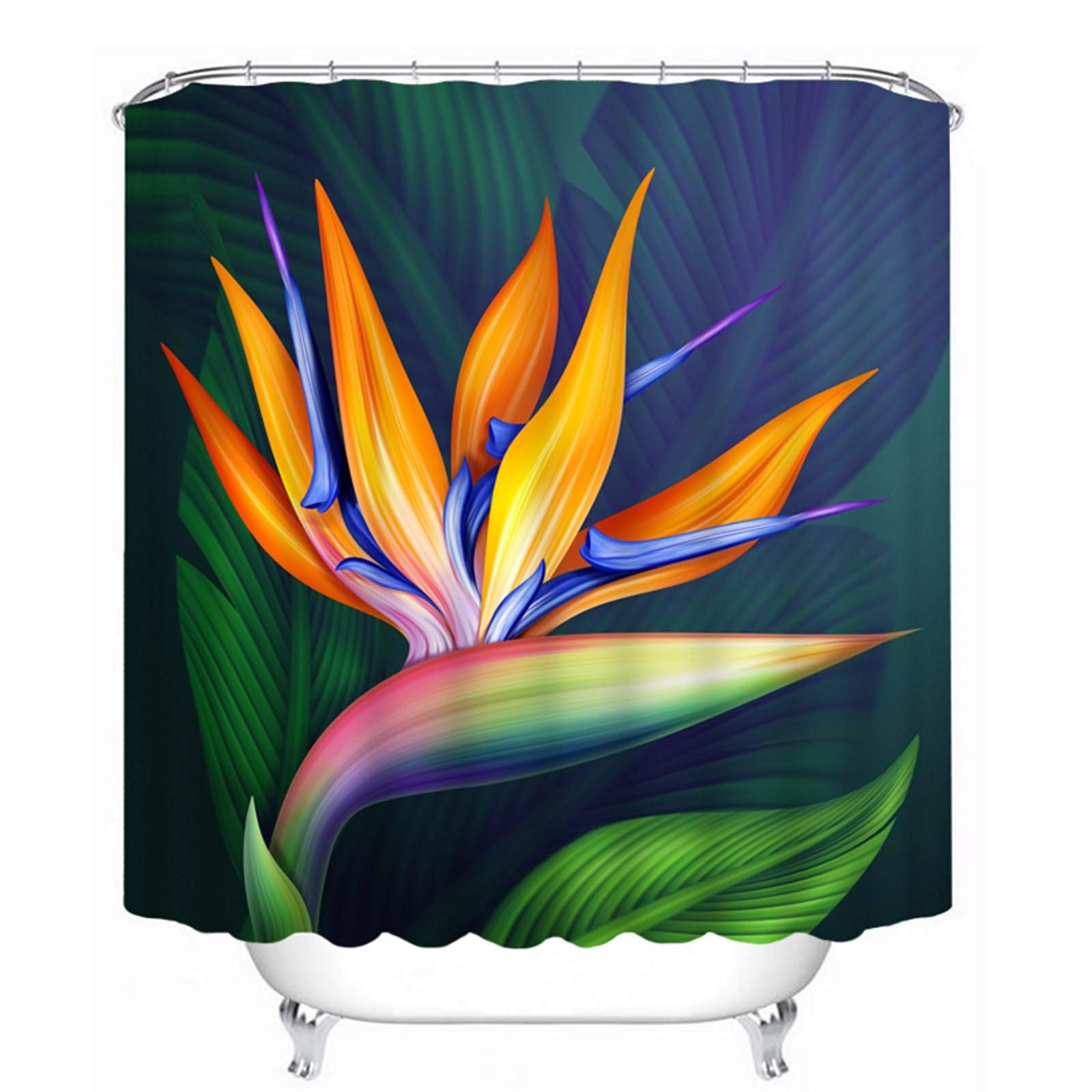 Fleur orange verte 3D rideau douche KnSam pour créer une oasis de douche zen