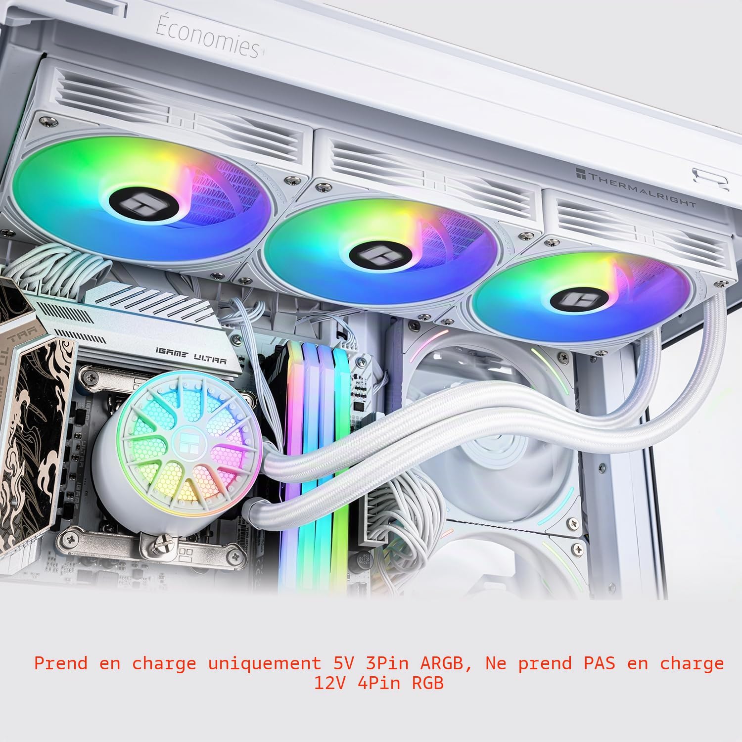 Thermalright AQUA ELITE 360 V6 ARGB White Refroidisseur de liquide pour processeur, 360 rangées de refroidissement, 3 radiateurs à eau de 120mm, AM4/AM5, Intel LGA115X/1200/1700/1851