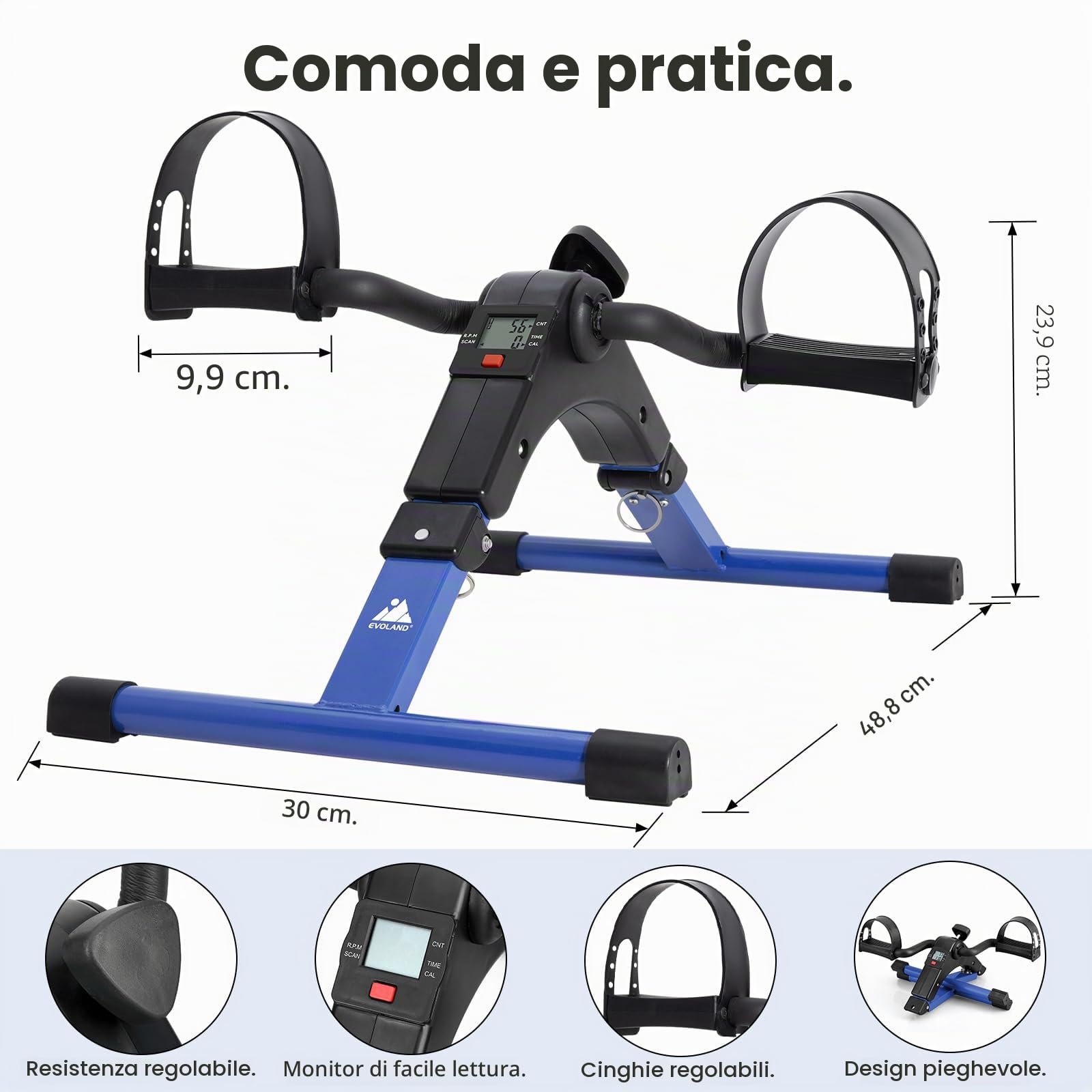 Mini Cyclette da Seduti, Controllo Magnetico per Esperienza di Utilizzo Fluida & Silenziosa, Stabilità Eccellente, 8 Livelli di Resistenza, Braccia e Gambe Esercitatore a Pedale, Ideale per Anziani