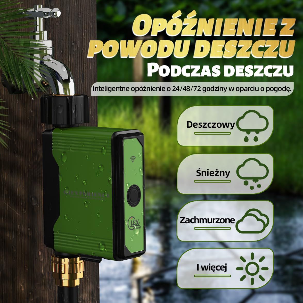 Inteligentny timer do podlewania ogrodu Bluetooth z wbudowanym przepływomierzem turbinowym, do 10 programowalnych harmonogramów, kompatybilny z aplikacjami Tuya Smart i Smart Life