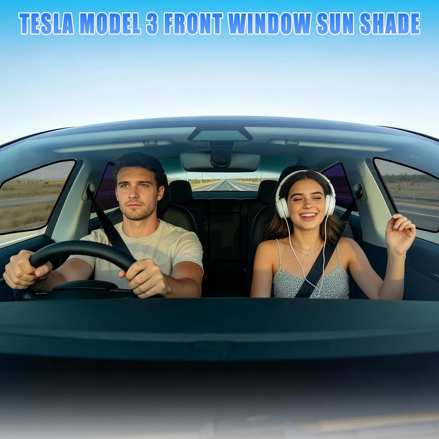 ZATOOTO Tesla Model 3 Window Shade for Side Window Sun Shade Static Cling | Anti-Glare | Front for Driver Visibility | Rear for Baby Sun Protection | Specific fit Frameless Door | 2018-2026