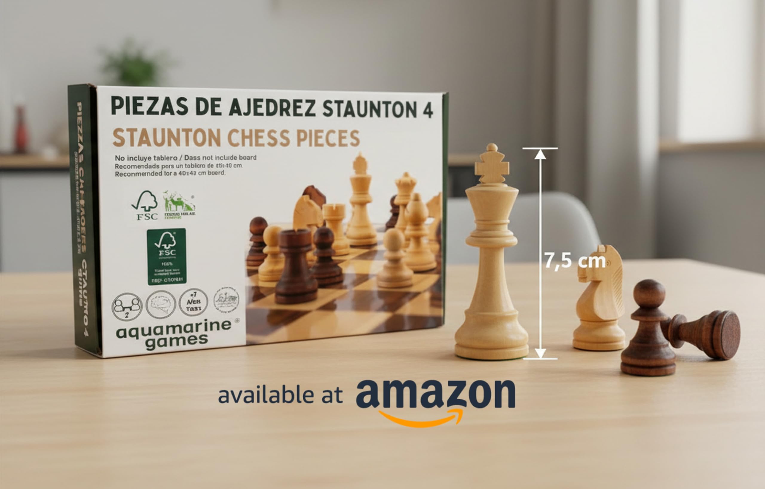 Aquamarine Games Stauton 4 CP002 Jeu de pièces d’échecs