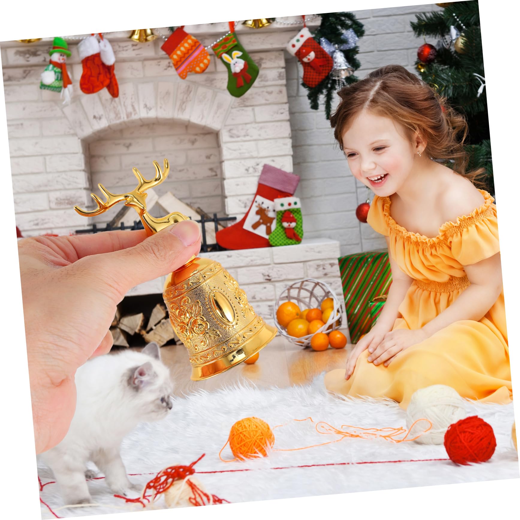 ifundom 2pezzi Campanella Metallo Dorato Per Natale Campanello Decorativo Per Feste Ristoranti e Giochi Ottimo Per Natale e Occasioni Speciali