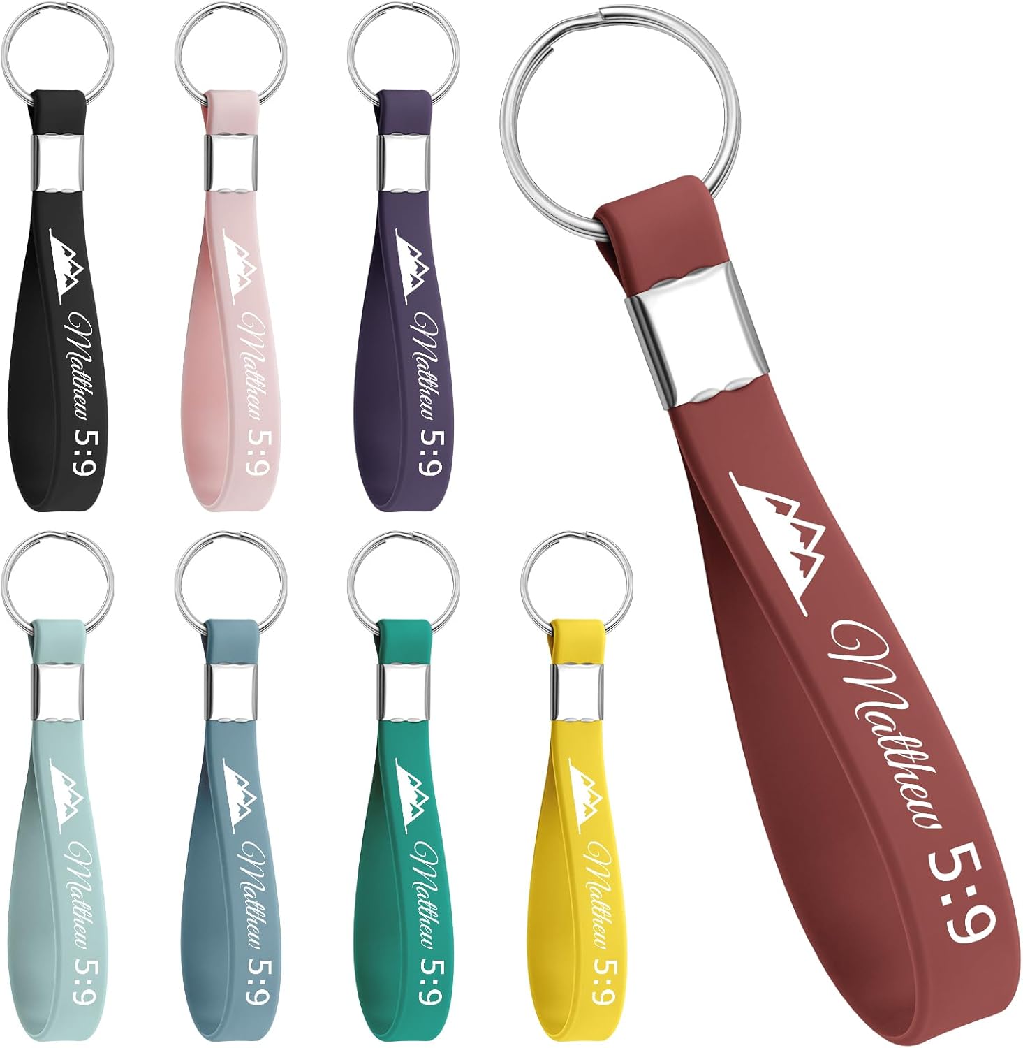 8Pcs Christian Religious Keychains for Women Faith Bible Verse Keychains Bulk Inspirational Key Chains Bulk for Mom Women Religious Faith Spiritual Silicone Keychain Encouragement Silicone Key Chain