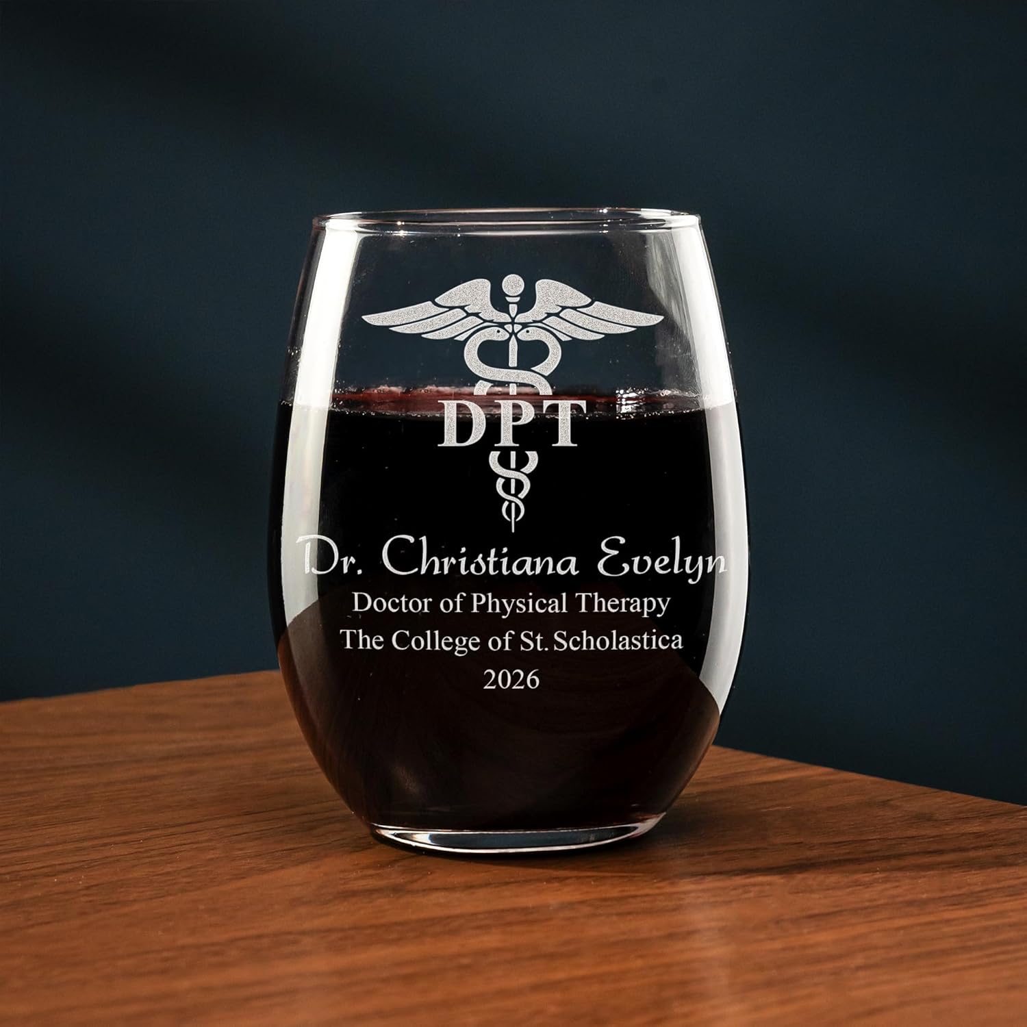 Personalized DPT Graduation Wine Glass, Doctor of Physical Therapy Stemless Wine Glass - Class of 2026, DPT Graduation Gifts for Women, Doctor of Physical Therapy Grad Gifts