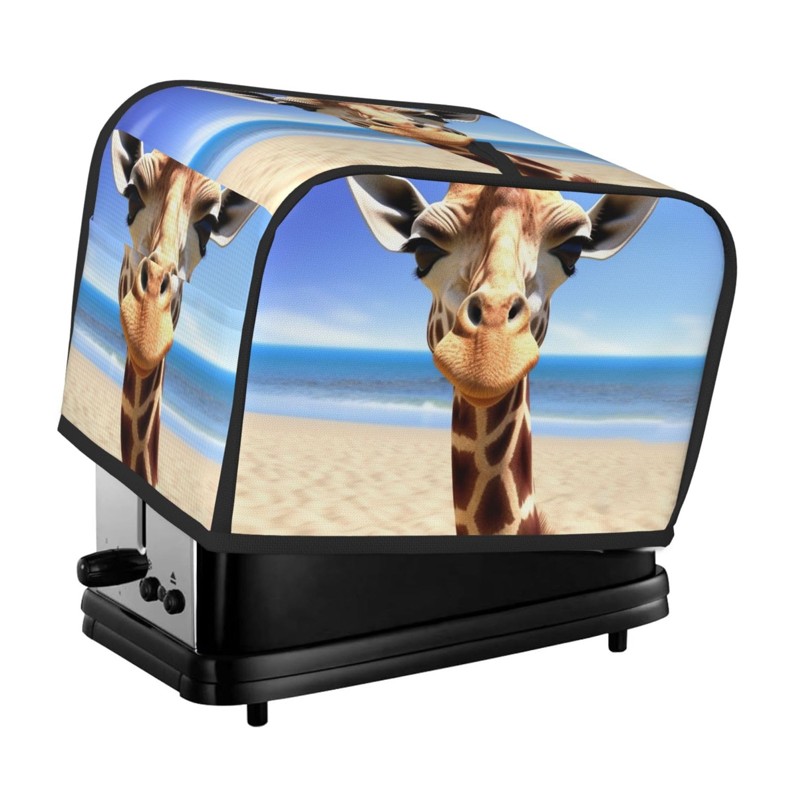 Fodpand Black Toaster Covers 2 Slice Beach Giraffe Bread Machine Cover Quilted Toaster Dustproof Cover Washable Appliance Cover Bread Maker Protective For Kitchen Small Appliance