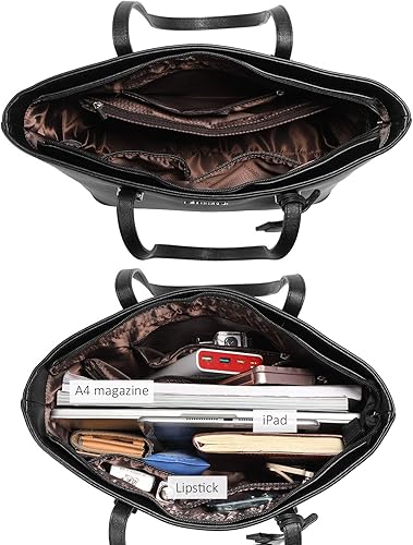 Miniatura 3 de Bolsas para mujer bolsa grande tipo tote bolsa para llevar del hombro y bolsa de mano 3 piezas Beige, Beige-wine Red, Beige/Black, Black, Black and