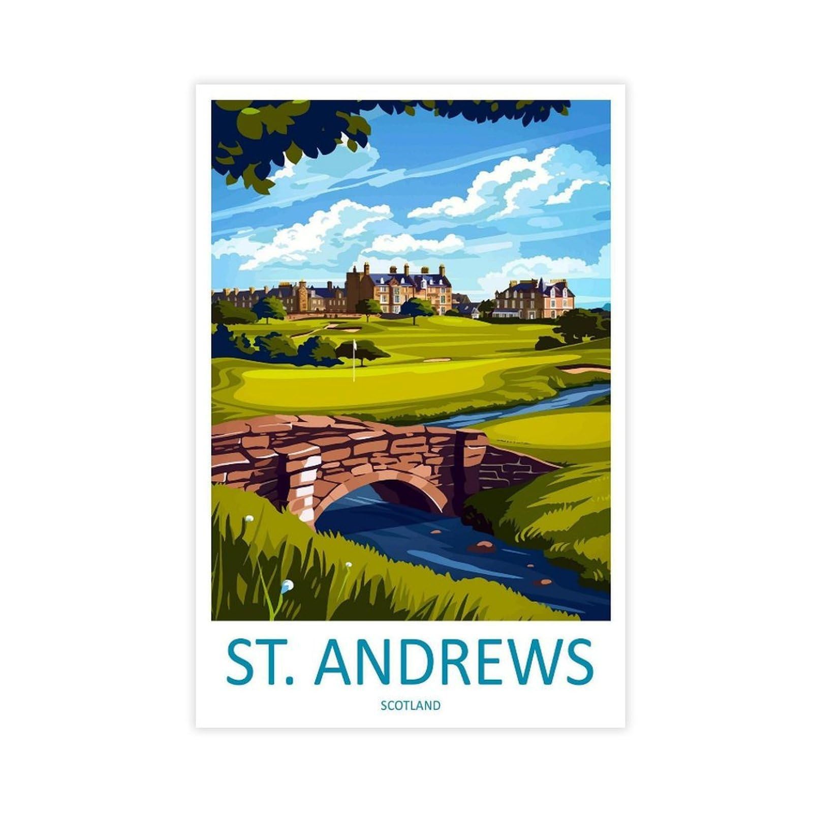 Qogdaf St Andrews Golf Course Travel Scotland Canvas Poster Wall Art Decor Print Picture Paintings For Living Room Bedroom Decoration 12X18inch(30X45cm)
