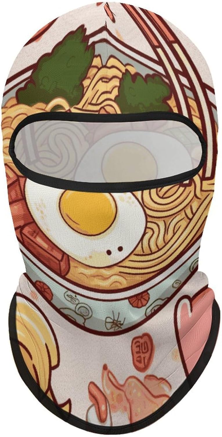 Balaclava Full Face Mask Cooling Neck Gaiter Delicious Sweet Ramen Breathable Face Covering for Men Women White