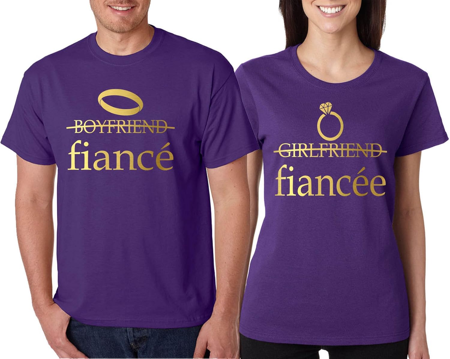 ALLNTRENDS Couple T Shirts Fiancee Fiance Love Engaged Proposal Matching Tees